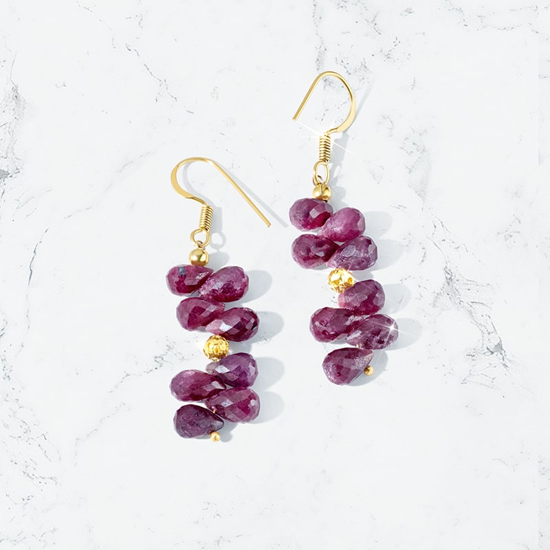 Natural Ruby Briolette Earrings